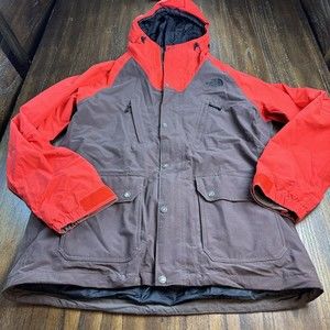 The North Face Red  Brown Hyvent Snow Ski Winter Jacket Mens Size XL *AS IS READ